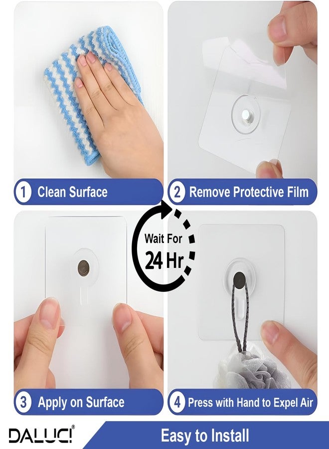 DALUCI Self Adhesive Wall Hooks (5 Pack) - Photo Frame Hooks for Wall Heavy Items Without Drilling | Heavy Duty Sticky Hanger Hook Nail Free Wall Hooks for Hanging Clocks & Keys (Photo Frame Hook, 5) - Image 2